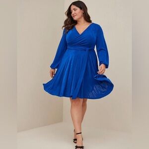 Surplice Skater Dress - Studio Knit Blue torrid size 4